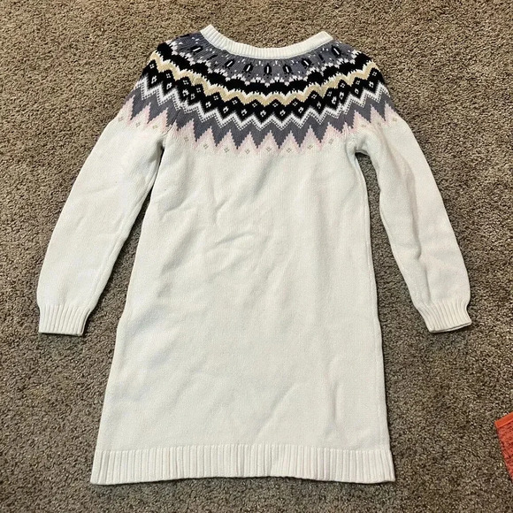 Gymboree Fair Isle Sweater Shirt Dress Girls Cable Knit Pattern Boho Warm White - Picture 9 of 9